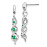 Emerald Post Dangle Earrings 14k White Gold Diamond MPN: EM5599-EM-013-WA UPC: