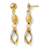 Polished and Textured Dangle Post Earrings - 14k Gold LE583 by Leslie's Jewelry