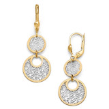White Rhodium Polished & Textured Leverback Earrings - 14k Gold LE697 by Leslie's Jewelry