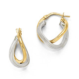 Polished & Textured Hoop Earrings - 14k Gold Two-tone LE784 by Leslie's Jewelry