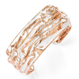 Rose Gold-plated Medium Domed Scrunch Bangle - Sterling Silver QLF295 by Leslie's Jewelry