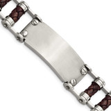 Chisel Brown Leather with ID plate Bracelet Stainless Steel, MPN: SRB909-9, UPC: 886774989082