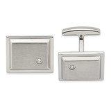 Chisel CZ Stone Stone Rectangle Cufflinks Stainless Steel Brushed and Polished, MPN: SRC352, UPC: 886774622316