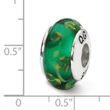 Green Hand-blown Glass Bead - Sterling Silver QRS1320