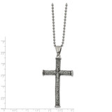 Polished Cross 22 Inch Necklace Stainless Steel Antiqued SRN2612-22