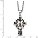 Claddagh Pendant Necklace Stainless Steel Antiqued SRN842-20