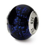 Blue Black Murano Bead - Sterling Silver QRS1591
