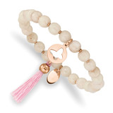 Rose Ip Butterfly Pink Agate Beaded Stretch Bracel Stainless Steel Polished, MPN: SRB2356, UPC: 191101864513