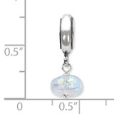 Green Dichroic Glass Dangle Bead - Sterling Silver QRS2321
