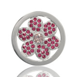 Nikki Lissoni Pink Flower Silver Plated 23mm Coin, MPN: C1074SS UPC: 8718627462003