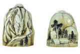 Franz Porcelain Summer Trees and Cottage In Moutain Salt & Pepper Shakers, MPN: FZ02818