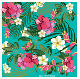 Halcyon Days Tropical Flowers Turquoise 90x90 100% Silk Scarf , MPN: SATFL14SS90