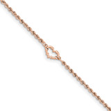 Diamod-Cut Rope with Heart 9 Inch Anklet 14k Rose Gold, MPN: ANK310-9, UPC: