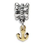 Anchor Dangle Bead - Sterling Silver & 14k Gold QRS528