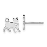 Cat with Heart Post Earrings Sterling Silver Rhodium-Plated, MPN: QE15785, UPC: