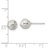 Hearts CZ Diamond Ball Post Earrings Sterling Silver Polished QE15995