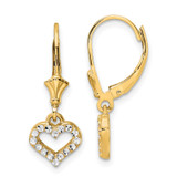 Heart Leverback Earrings 14k Gold & White Rhodium Diamond-Cut, MPN: TM802, UPC: 191101731778