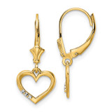 Heart Leverback Earrings 14k Gold & White Rhodium Diamond-Cut, MPN: TM805, UPC: 191101731761