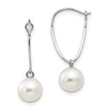 Madi K 7mm Fresh Water Cultured Pearl Dangle Earrings - 14k White Gold SE2175
