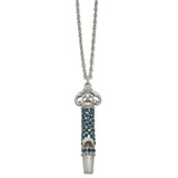 30 Inch Dark Blue Crystal Functional Whistle Necklace Pewter-tone BF3195