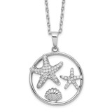 Cheryl M Rhodium-Plated CZ Diamond with 2 Inch Ext. Sea Life Necklace Sterling Silver MPN: QCM1545-16 UPC: 191101733260