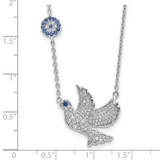 CZ Diamond Dove with 2 Inch Ext. Necklace Sterling Silver Rhodium-plated QG5188-16