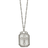 Symbols Of Faith Frosted Glass Stone & Crystal Crucifix 28 Inch Necklace Silver-tone RF607