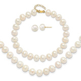 8-9mm Near Rnd Cultured Freshwater Pearl Earring with 1 Inch Extender Bracelet with 2 Inch Necklace Set 14k Gold MPN: XF769SET UPC: