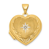 Satin White Rhodium Diamond Heart Locket 14k Gold Polished MPN: XL816 UPC: