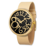 Moog Round Black Dial Watch with (TS-06G) Beige Band - Gold-plated