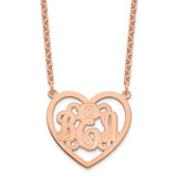 Etched Heart Monogram Necklace Sterling Silver Rose-plated MPN: XNA597RP UPC: