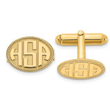 Oval with Boarder Raised Letters Monogram Cufflinks Gold-plated Sterling Silver MPN: XNA623GP UPC: 886774556017