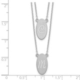 Brushed 2-Strand Stacked Oval Initial Necklace Sterling Silver Rhodium-plated XNA725SS