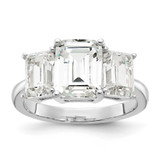 Cheryl M Rhodium-Plated 3-Stone Emerald Cut CZ Diamond Ring Sterling Silver MPN: QCM1565-6 UPC: