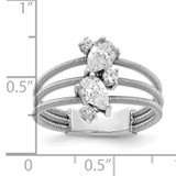 Cheryl M Rhodium-Plated Fancy CZ Diamond Textured Ring Sterling Silver QCM1568-6