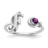 Letter F with Birthstone Ring Sterling Silver Rhodium-plated MPN: XNR81FSS UPC: 191101994739