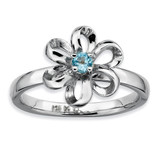 Blue Topaz Flower Ring - Sterling Silver Polished QSK111 UPC: 886774209616