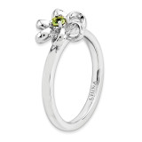 Peridot Flower Ring - Sterling Silver Polished QSK114