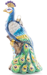 Jay Strongwater Peacock Glass Ornament, MPN: SDH20045-250