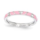 Pink Enamel Heart Ring - Sterling Silver QSK1518 UPC: 886774206523