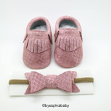 BySophiaBaby Baby Moccasins Baby Pink Mermaid Moccasins Baby Leather Shoes Genuine Leather Moccs Toddler Moccasins Baby Bow Moccasins, UPC: 723552367710, MPN: 3170-622_BYS