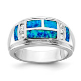 Sterling Silver CZ & Lab Created Opal Ring, MPN: JRS2173-7, UPC: