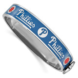 Stainless Steel MLB Philadelphia Phillies Crystal & Enamel Hinged Bracelet, MPN: PHIHEB, UPC: 634401017901