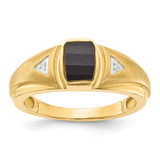 10k Gold Polished and Brushed 1-8x5 Onyx and Diamond Ring, MPN: RMS1414/FACOX-0YAS43, UPC: 191101569593