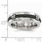 Edward Mirell Titanium & Cable Polished 7mm Band EMR171 with Ruler for Sizing on it