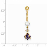 Dangle 6Mm Sq Amy Synthetic Diamond Belly Dangle 10k Gold 10BD145