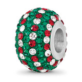 Red/Green/White Preciosa Crystal Bead Sterling Silver Rhodium-plated, MPN: QRS4483, UPC: