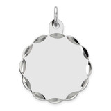 Sterling Silver Rhodium-Plated Engraveable Polished Front Satin Back Disc Charm, MPN: QM411/27, UPC: 883957873879