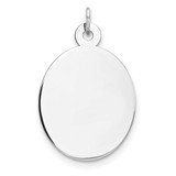 Sterling Silver Rhodium-Plated Engravable Oval Polish Front Satin Back Disc Charm, MPN: QM517/50, UPC: 883957958354