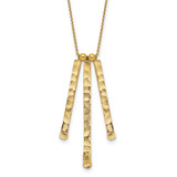 14k Gold Hammered Satin Dangle Triple Bar with 2 Inch Extension Necklace, MPN: SF2907-16, UPC: 883957931692